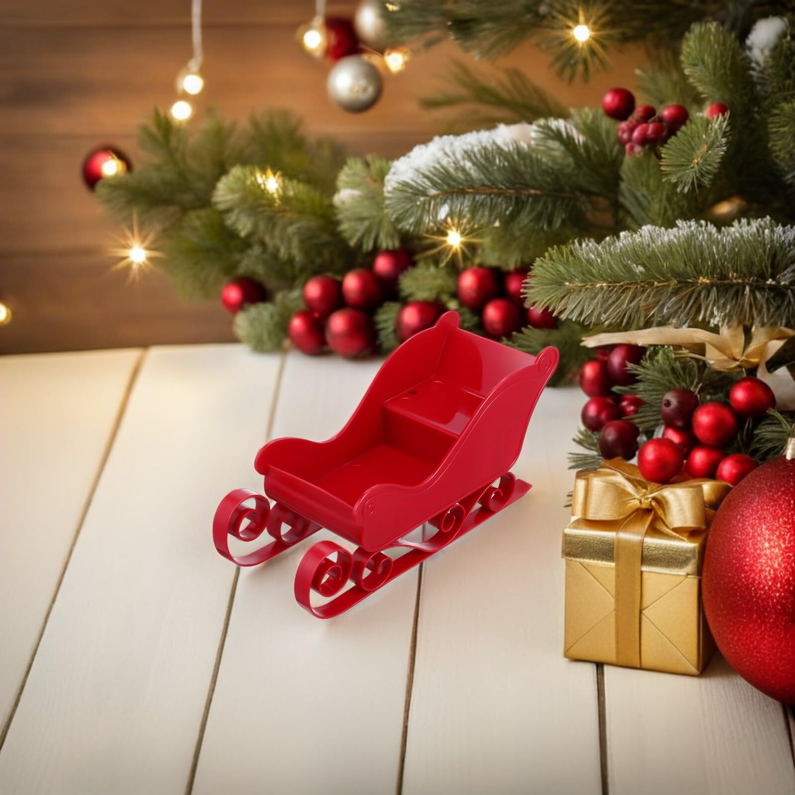 Homoyoyo 4stücke Kleiner Dekorativer Schlitten als Weihnachtsdeko Miniaturschlitten für Tischdekoration Süßigkeitenhalter und Weihnachtsbaumhänger für Familienfeiern und Partys