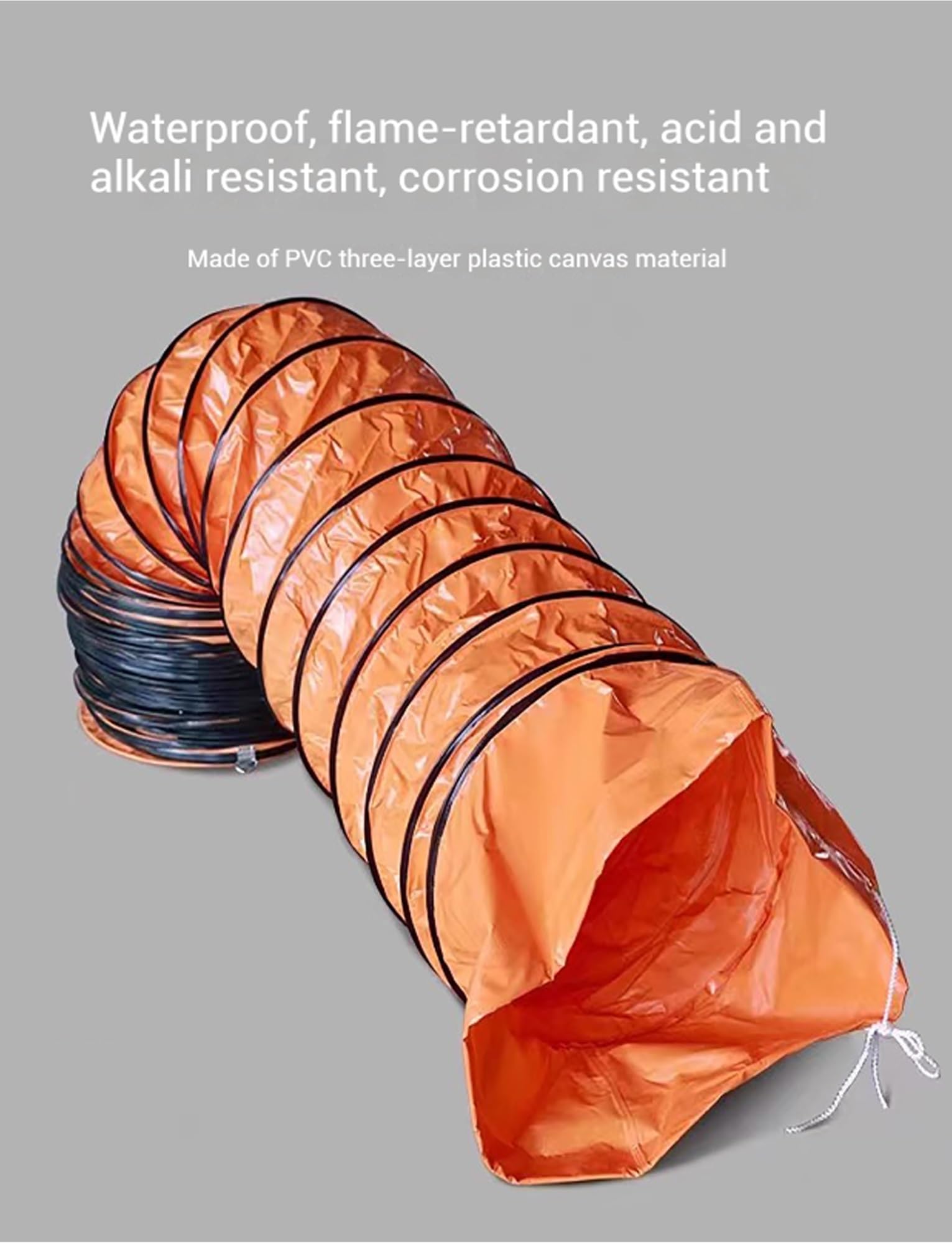 Manguera flexible para ventilación, conducto de extracción de PVC con cuerda ajustable y anillos en D, ideal para sopladores y ventiladores, diseño flexible, 3 m de longitud
