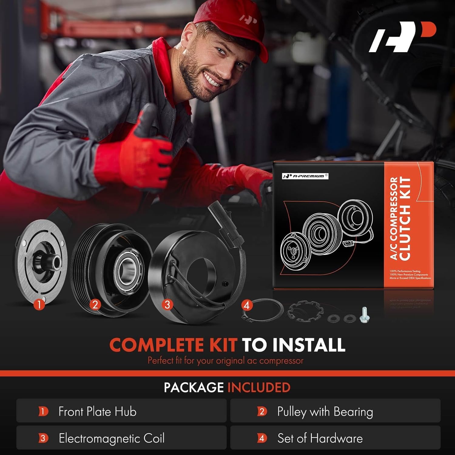 A-Premium Air Conditioner AC Compressor Clutch Kit Compatible with Jeep XK Series Commander 2006 2007 2008 2009, 5.7L