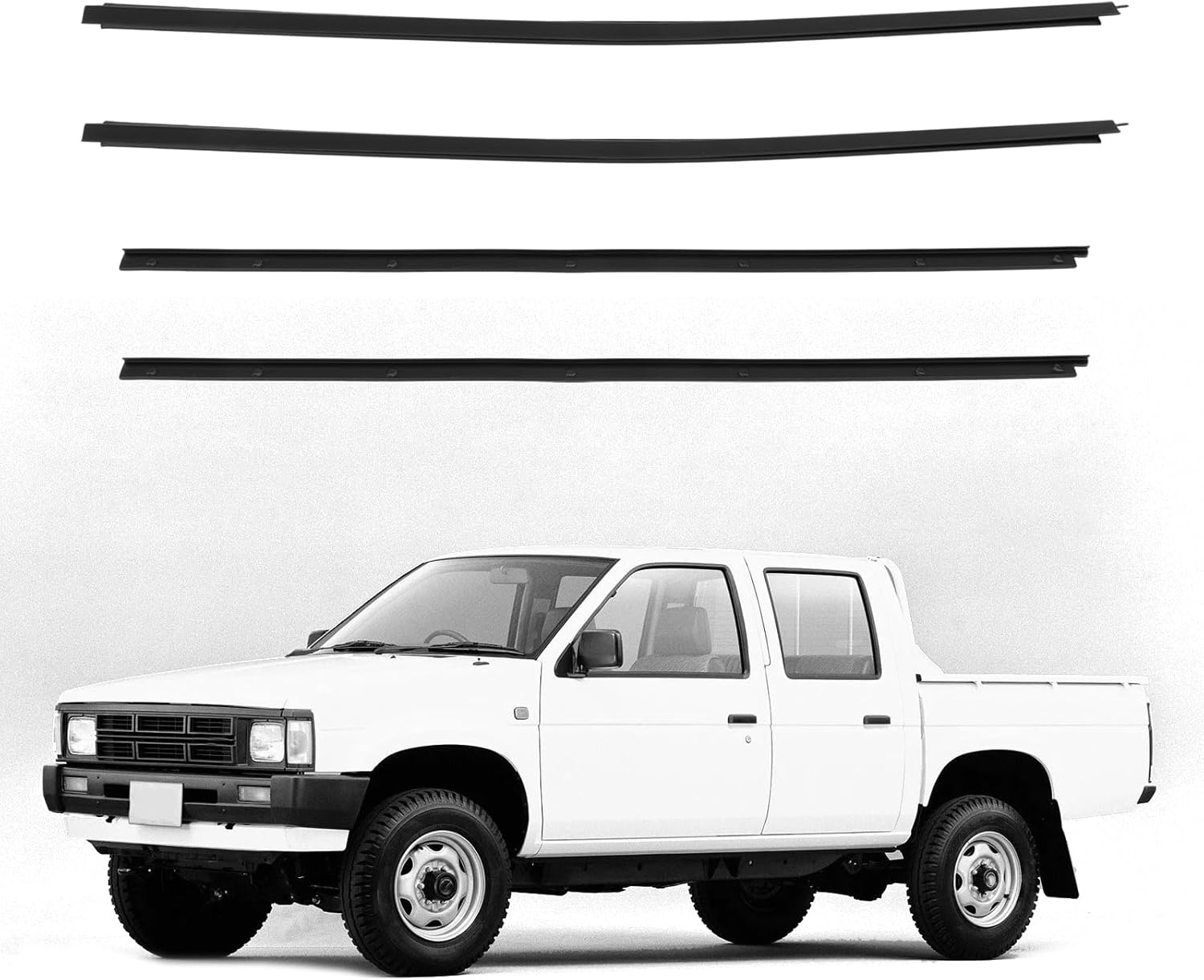 ECCPP Weather Stripping Window Trim For 1986-1994 For Nissan For Pickup D21 Hardbody Outer Door Window Molding Trim Replacement for 80820-01G00 80821-01G00 80834-01G00 80835-01G00 4PCS Durable Design