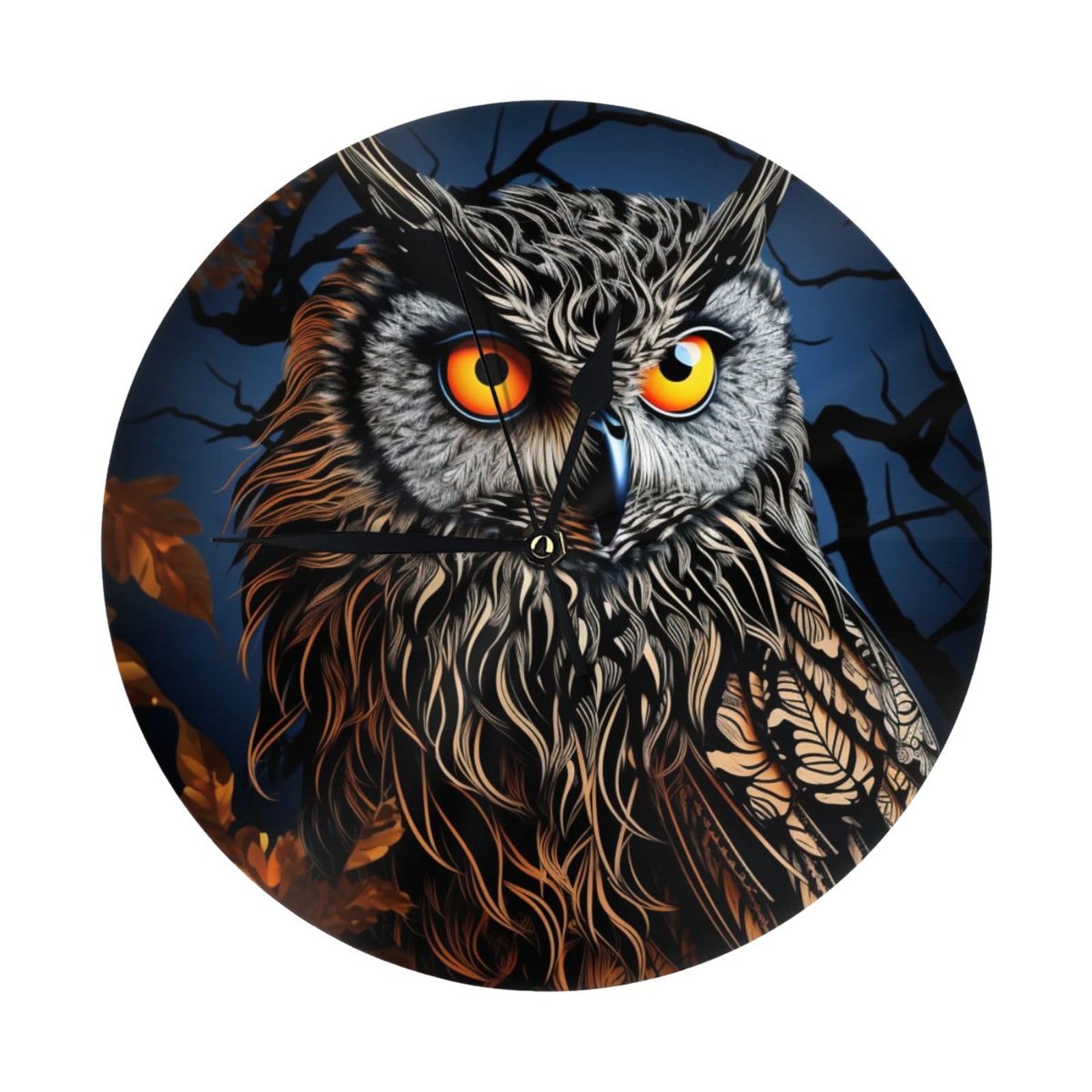 Horloge murale hibou noir de 25,4 cm, une idée cadeau originale et utile