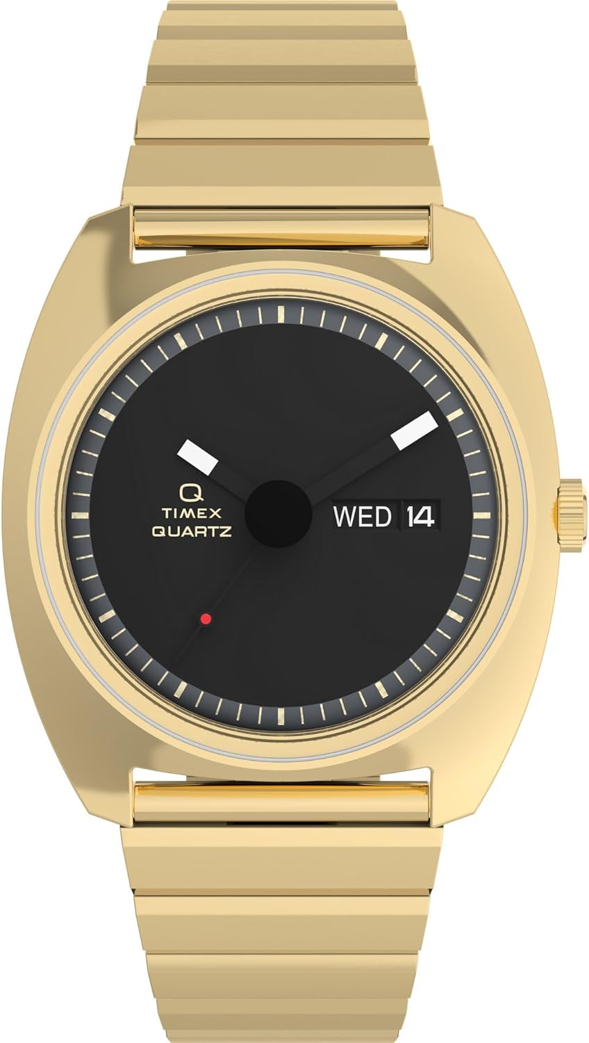 Timex Men's Q 1975 Enigma 37mm Watch - Gold-Tone Bracelet Black Dial Gold-Tone Case