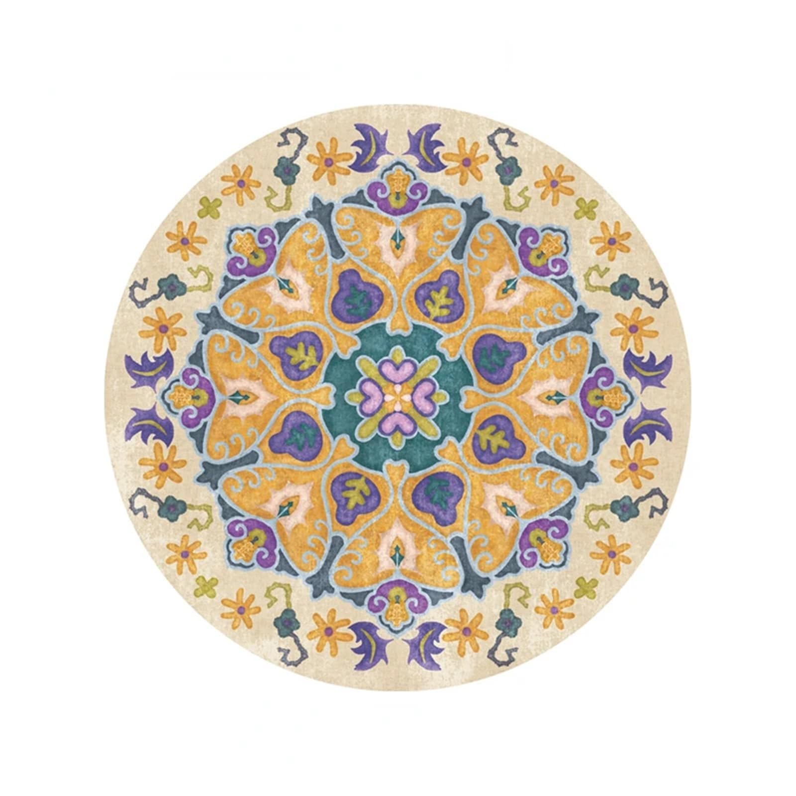 Tapis de chevet simple jaune 160x160cm grand format doux pour salon et chambre
