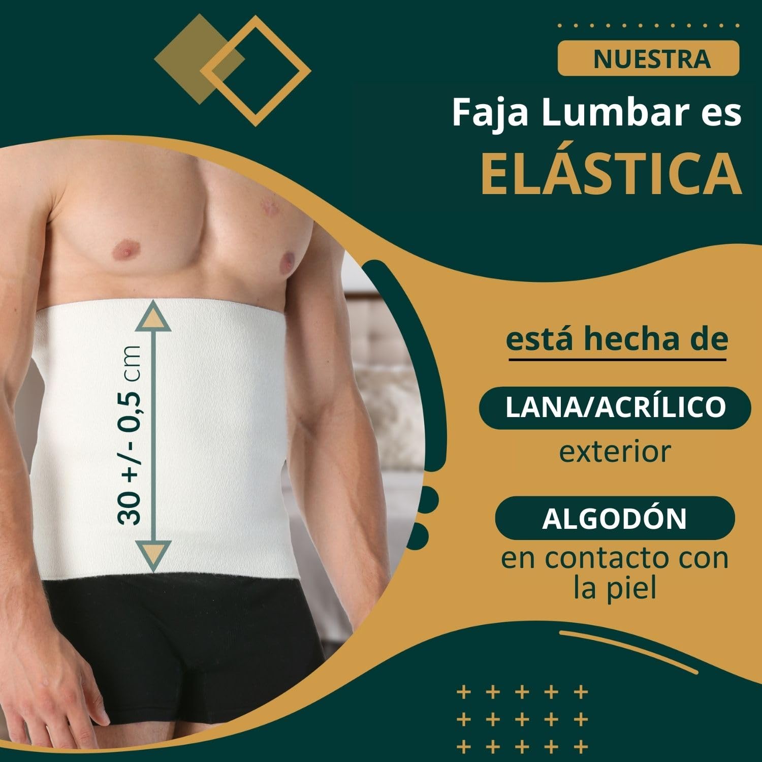 Easy8 – S Faja Lumbar Hombre Mujer Trabajo de Algodon y Lana, Faja Abdominal, Cinturón Lumbar, Térmica, Dolor Espalda, Postoperatoria, Postquirurgica, Ortopedica, Pancera