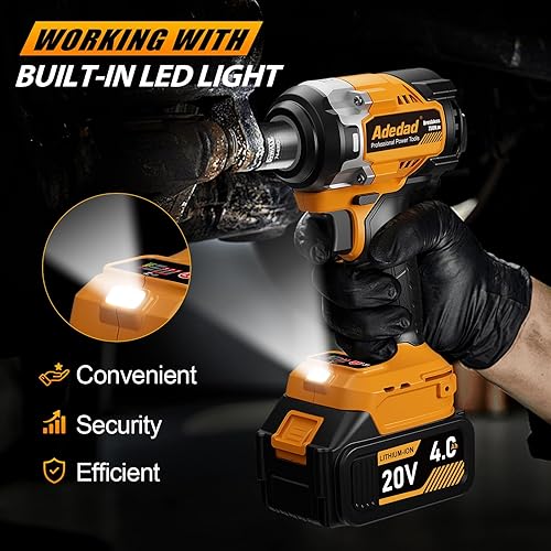 Miniatura 7 de Llave de impacto sin escobillas de 12 pulgada 750N.m (553 pies-libras) Pistola de impacto de alto par de 20 V con batería de 2 x 4.0 AH y cargador