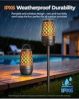 Vista 4 de Altavoces para exteriores Bluetooth impermeables IPX6 con luces de llama, regalos gadget para papá, ella, él, sonido estéreo HD, BT 5.3