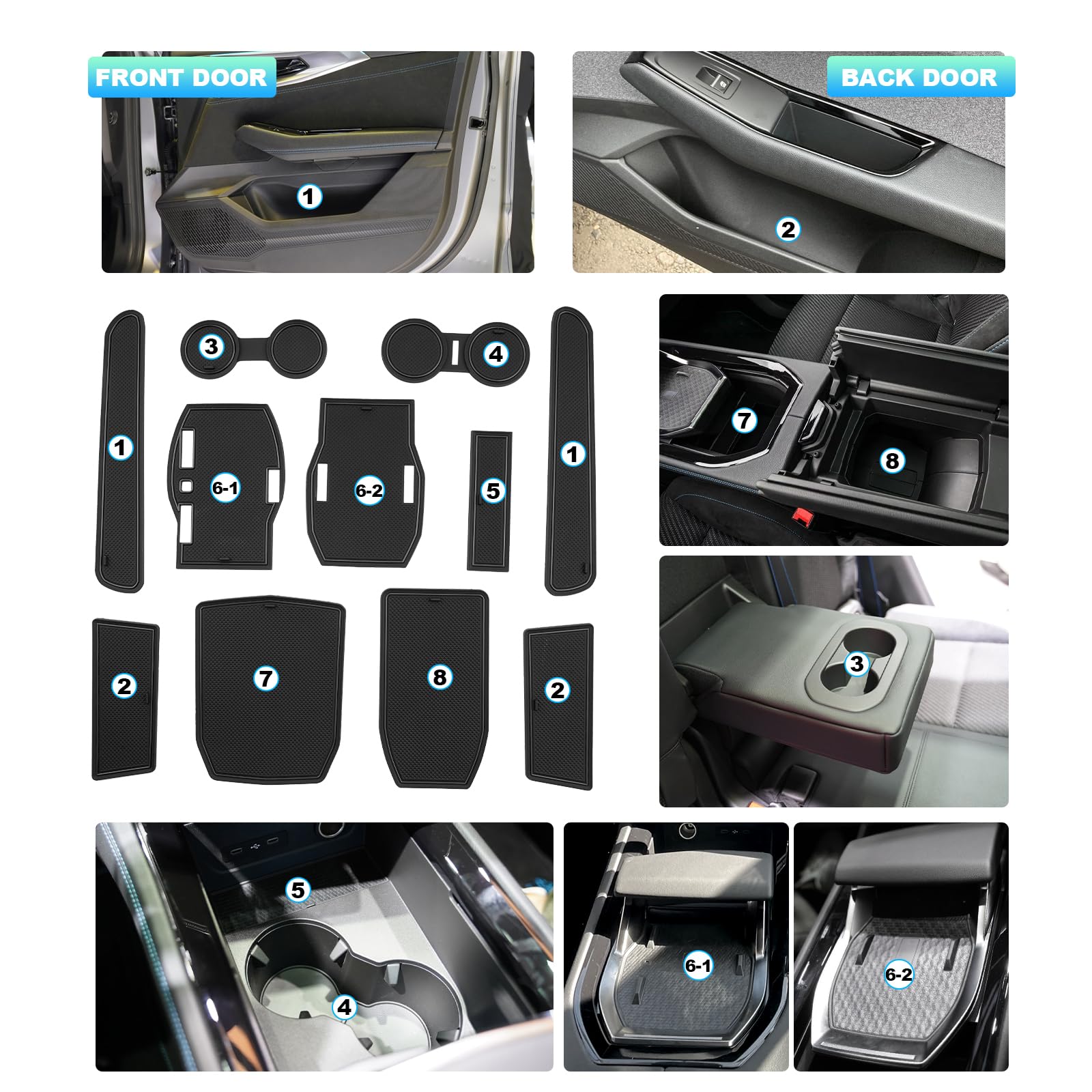 GAFAT Compatibel met Renault Austral/Espace 6 VI 2025 2026-2023 Antislipmatten, Austral Accessories Esprit Alpine E-Tech Hybrid Rubberen Matten, Middenconsole, Deurnaad (Wit