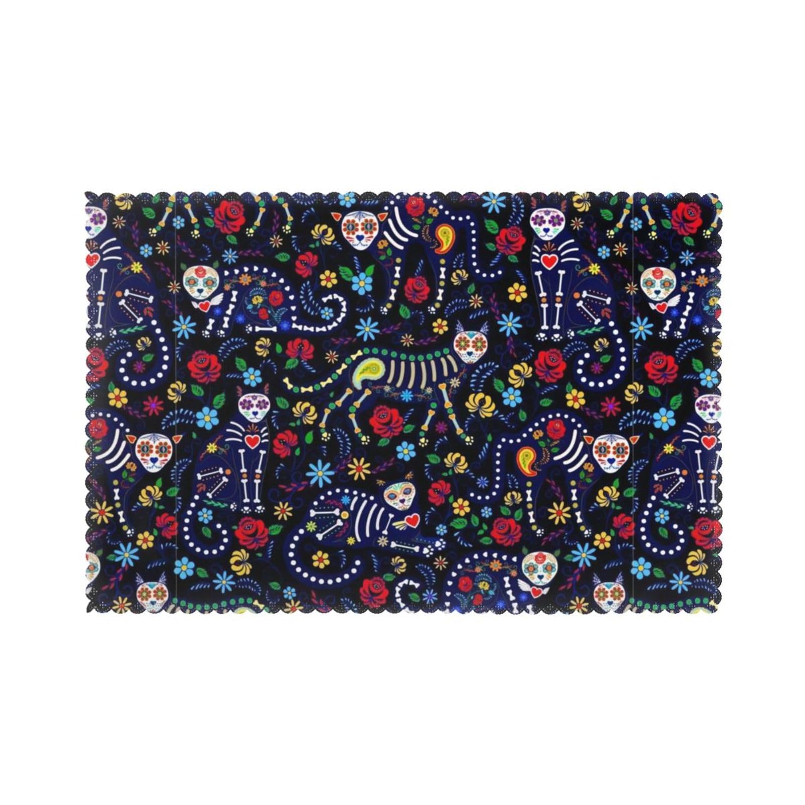 WHJSHOP Sugar Horror Skull Prints Placemats Set of 6 12x18in – Transform Your Table into a Cozy Haven for Memorable Meals