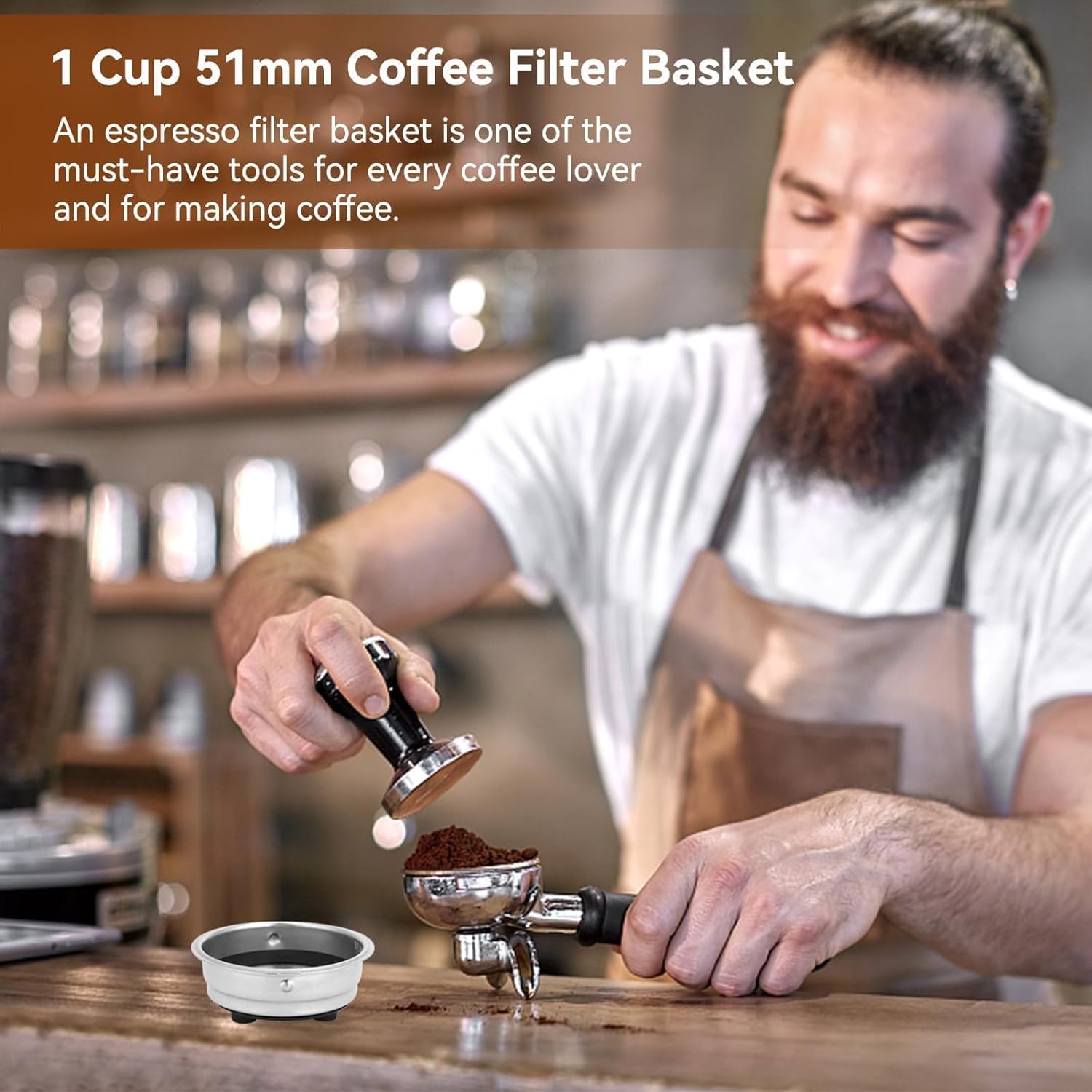 Cestello Filtro Caffè In Acciaio Inox A Doppio Strato – Portafiltro Pressione 51 Mm, Per Macchina Semi-Automatica, Single Cup - 3