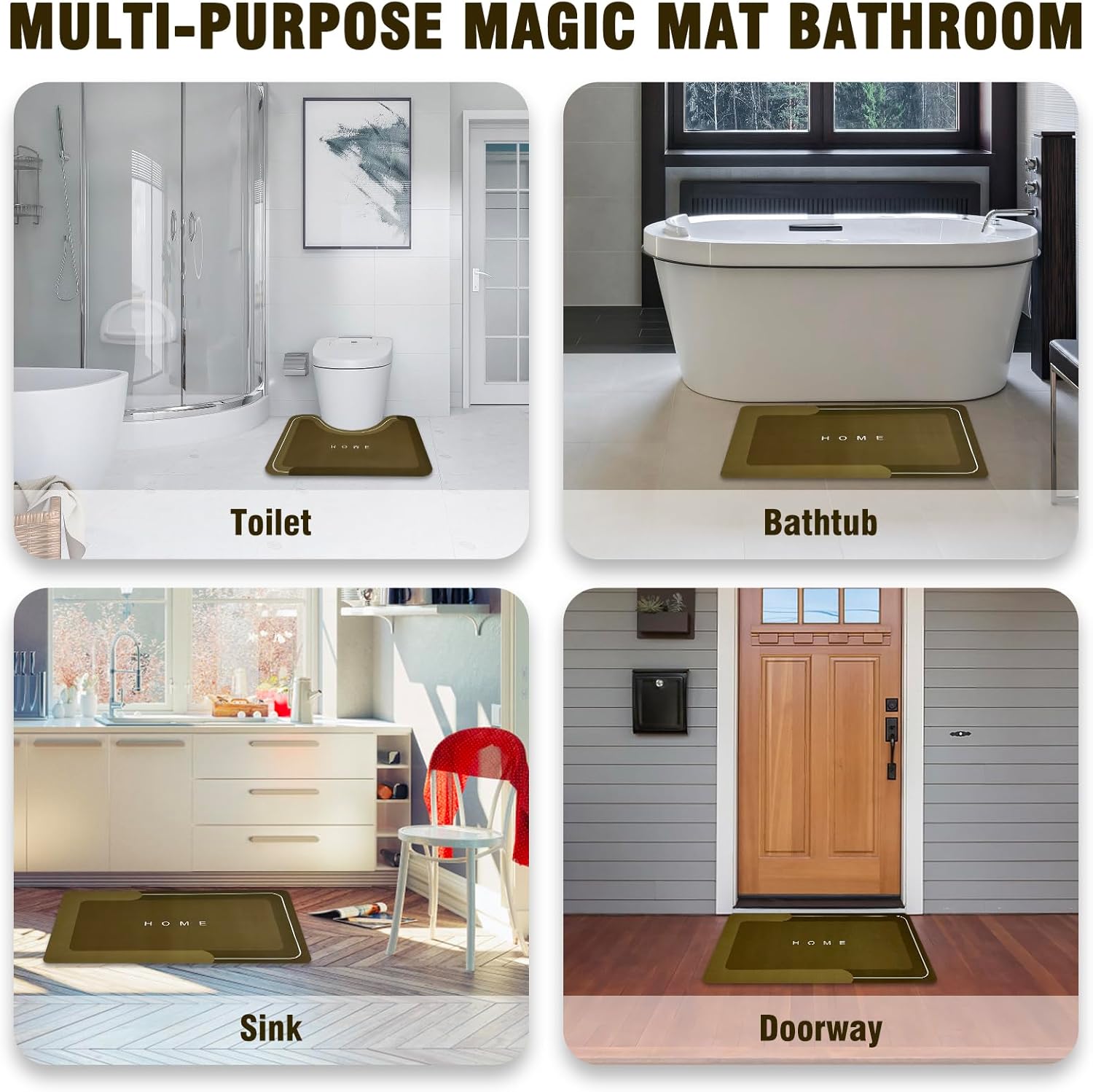Modernized Magic Mat Bathroom, Bathroom Rugs Sets 3 Piece, Non-Slip, Absorbent, Quick-Drying, Stain-Resistant Bath Mats, Suitable for Bath Room, Kitchen, Dining Room (Brown) - Image 5