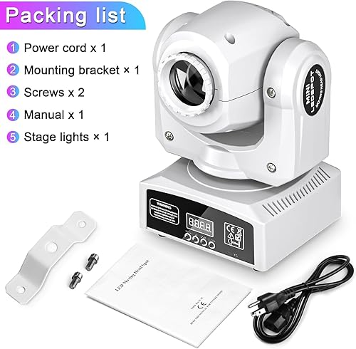 Vista 32 de U`King: Luces de escenario, luces de cabeza de movimiento, 8 Gobos, 8 colores, 11 canales, 25 watts, DMX 512, con sonido activado para bodas, DJ