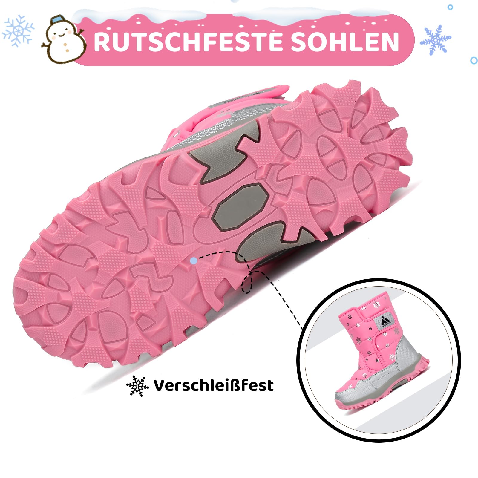 Mishansha Mädchen Winterstiefel Gefütterte Warm Schneestiefel 26-37 EU | Winterschuhe， Winterboots， Kinderschuh， Strapazierfähig, Rutschfest, Schneegang, Kaltem Wetter, Kindergarten, Draußen, Bequem