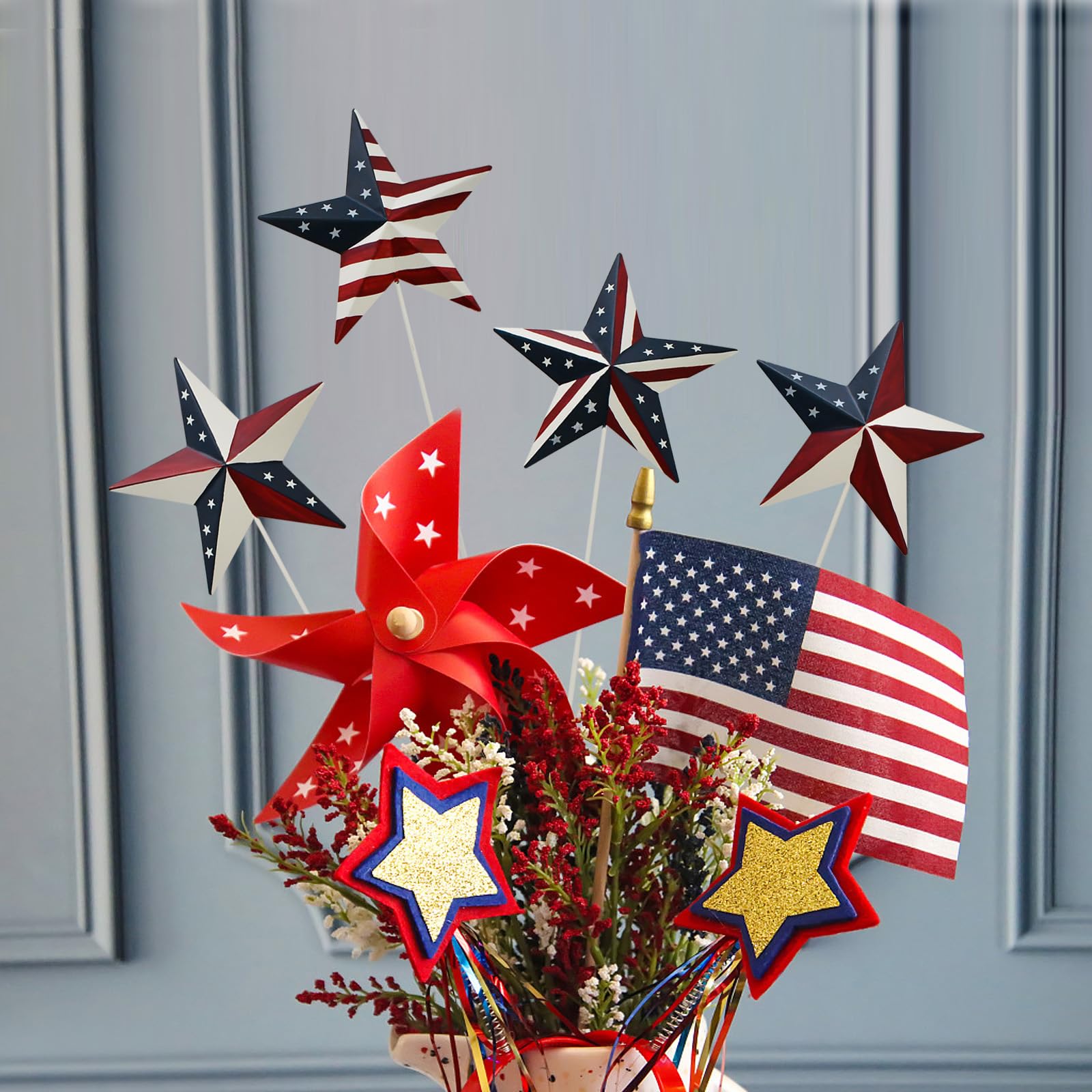 Amazon.com: Veclotch 4set Metal Star US Flag Patriotic Garden