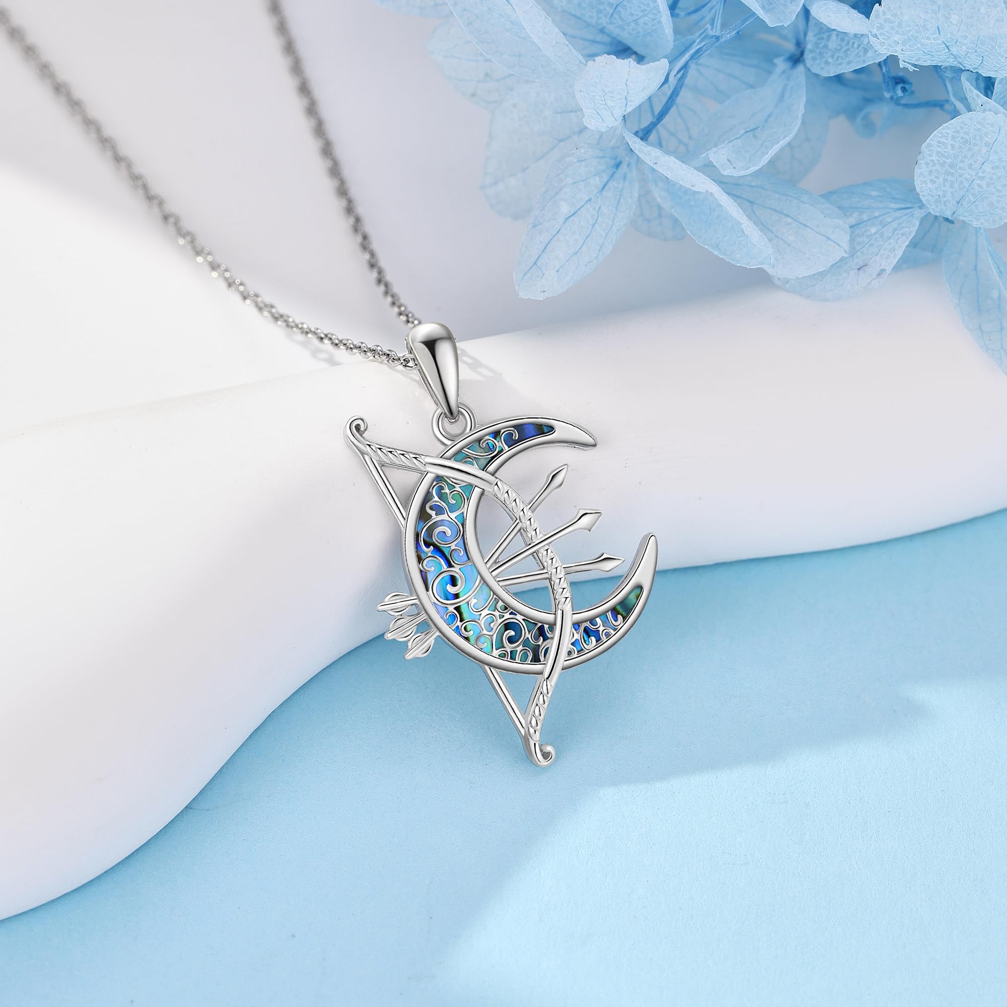 DAYLINLOVE Pfeil Halskette 925 Sterling Silber Blau Opal Pfeilkopf Anhänger Halskette Pfeilkopf Schmuck Geschenke für Männer Frauen