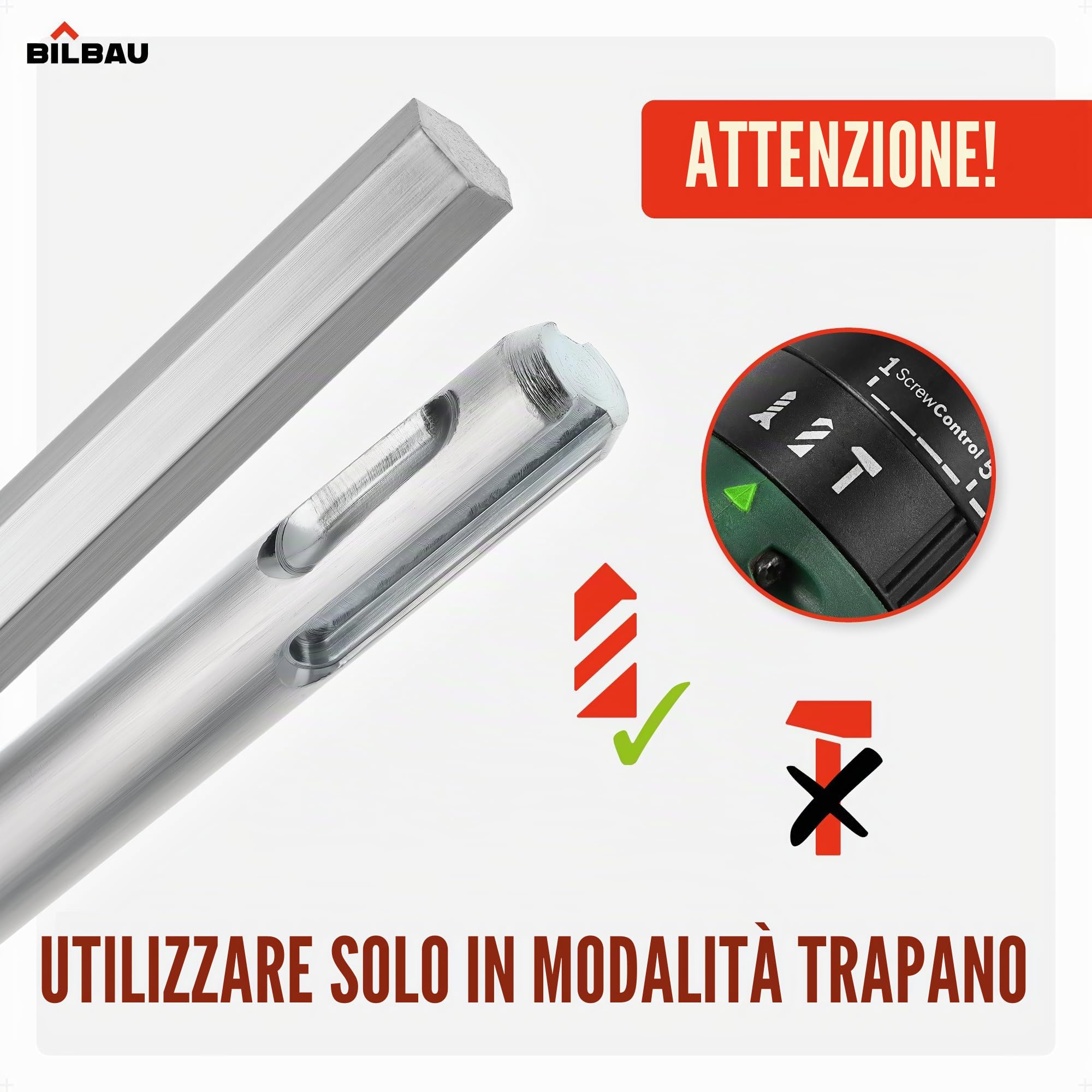 Miscelatore per malta 600W a spirale 40 cm SDS 80 mm x 400 mm