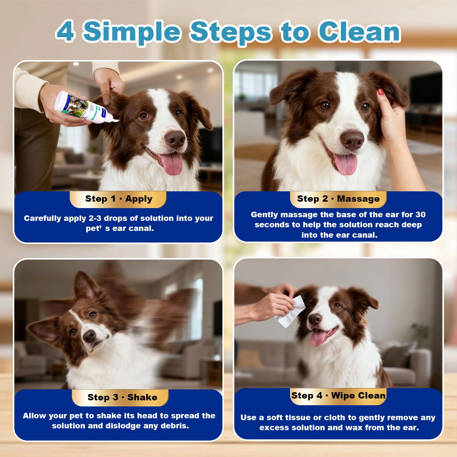 Dog Ear Cleaner Solution– Soft Nozzle Ear Treatment for Dogs & Cats, Gently Remove Dog Ear Wax & Debris, Soothe Ear Itching & inflammation, Odor Pet Ear Wash with Aloe Vera & Persimmon – 4.06 fl oz - image 7