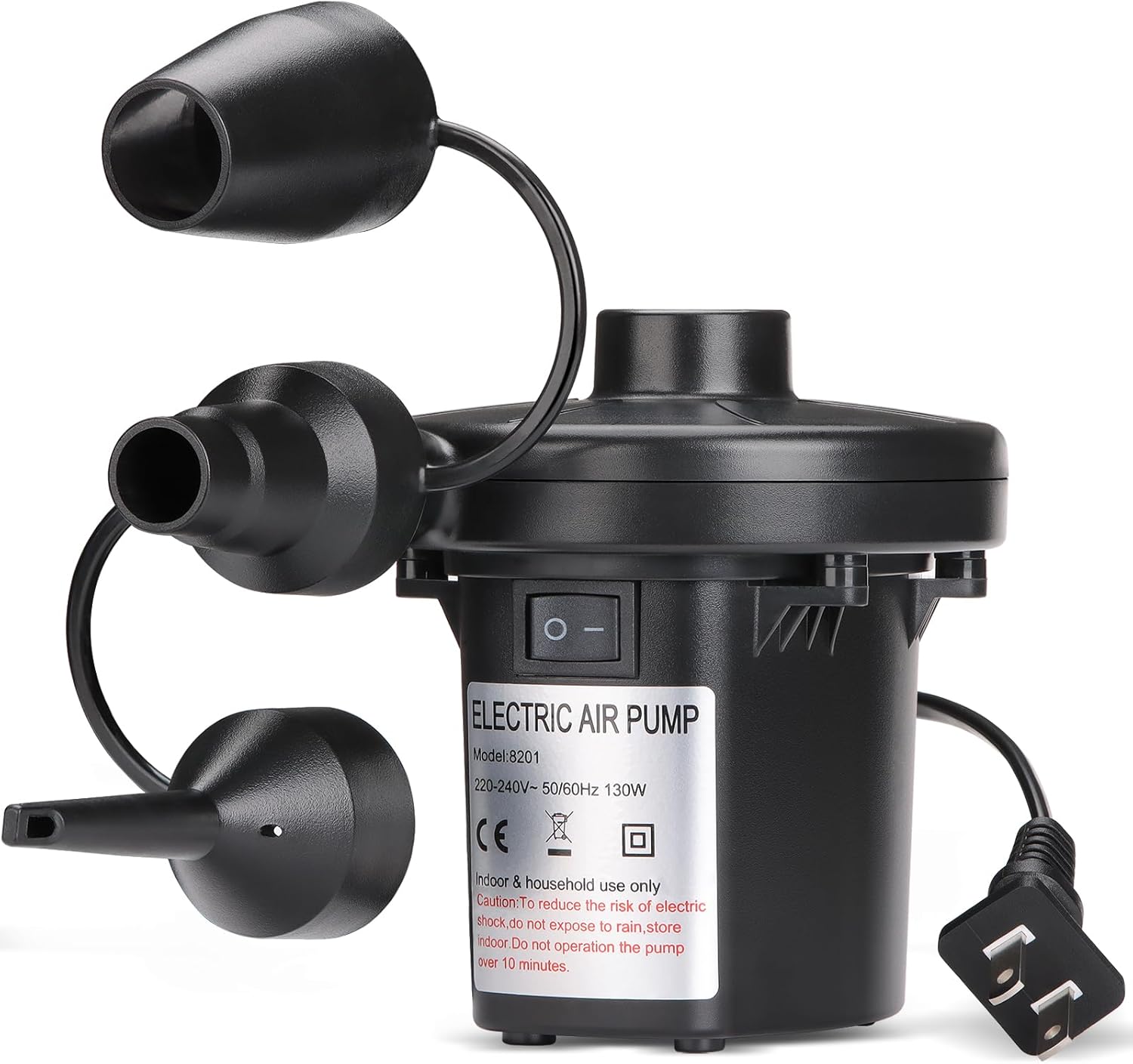 Bomba de aire eléctrica inflable para piscina, AC110V 130w – Bomba de cama de aire de llenado rápido con 3 boquillas, inflador de bomba de colchón