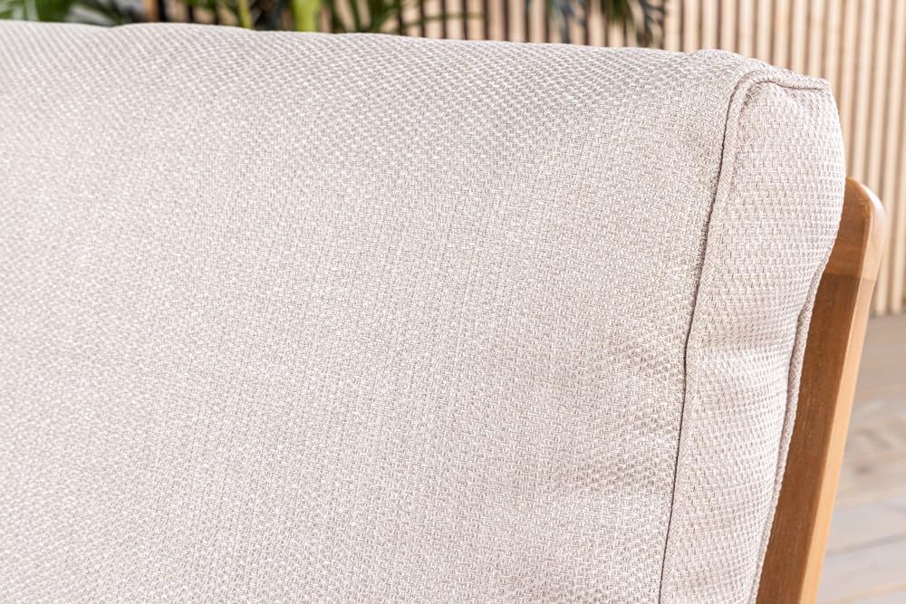 Riess Ambiente Wetterfester Gartenstuhl Comfort LINE - Natur beige - Akazie Massivholz - Loungesessel Gartensessel inkl. Kissen