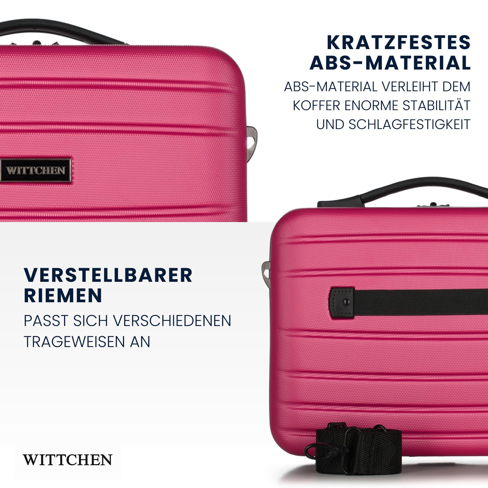 WITTCHEN Globe Line Kosmetikkoffer Reisekoffer Handgepäck Kabinenkoffer Hartschale aus ABS Zahlenschloss | 25 x 33 x 16,5 cm | Rosa Lufthansa/Eurowings/Ryanair/Condor/Discover Airlines