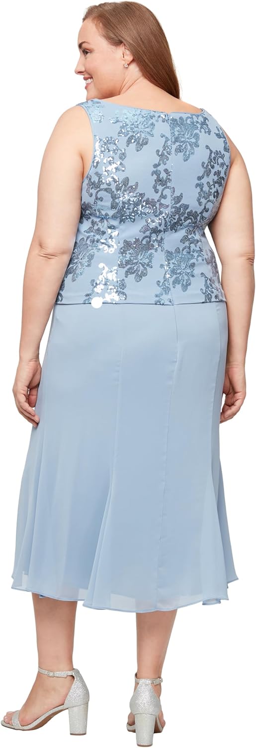 Alex Evenings Women's Plus Size Tea Length Button-Front Jacket Dress - Image 4