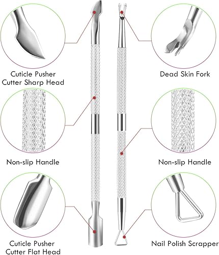 Miniatura 11 de 2 empujadores de cutículas y removedor de corte, raspador de uñas de salón para esmalte de gel, herramienta de limpieza de manicura y pedicura