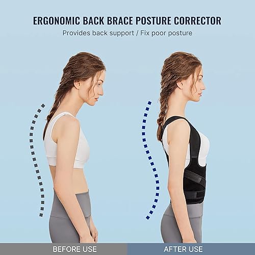 Miniatura 4 de BackBrace - Corrector de espalda para mujer para hombres, soporte de espalda superior para hombres, soportes de espalda para mujer (pequeño)
