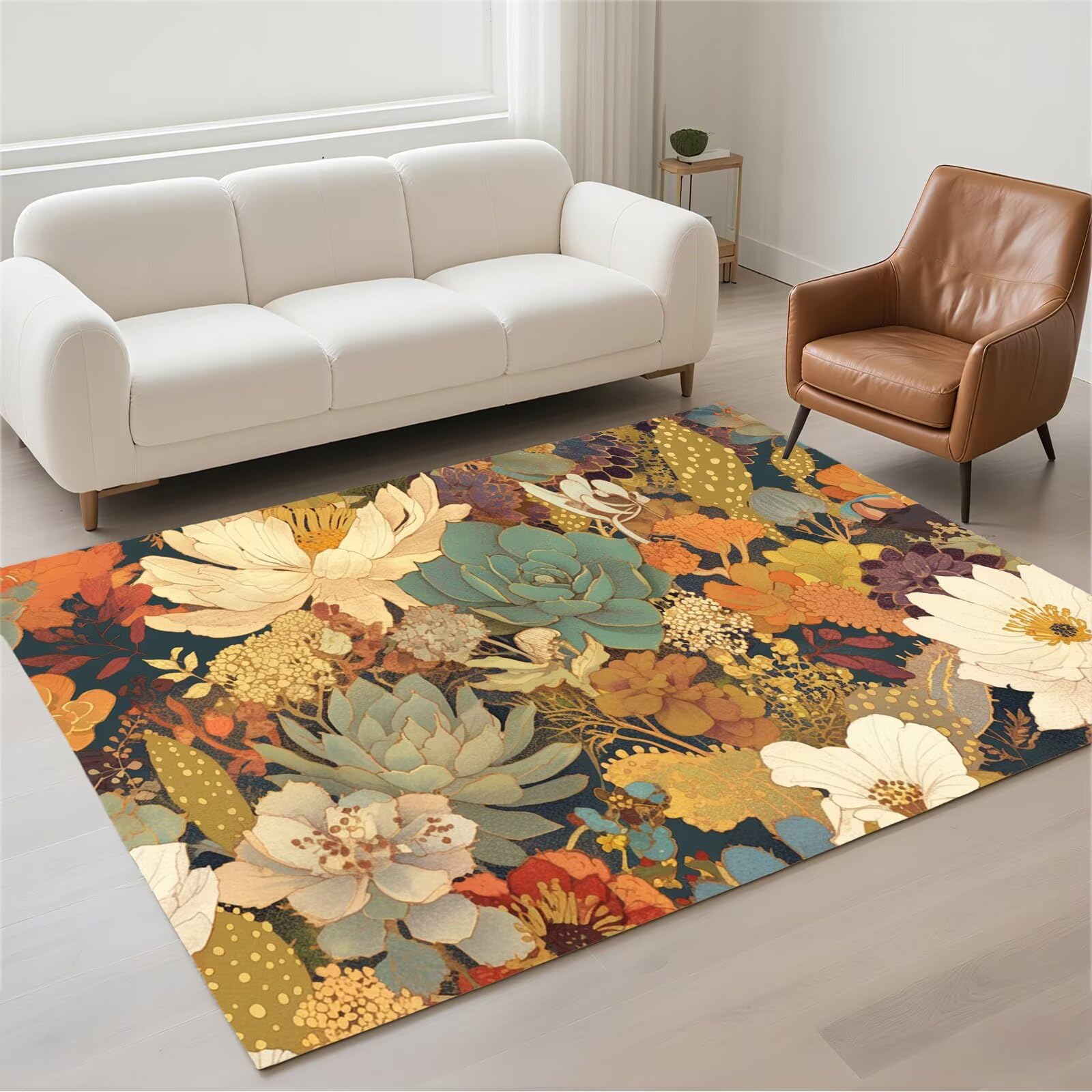 Grand carpet de salon moderne pile bouclée doux automne 80x150