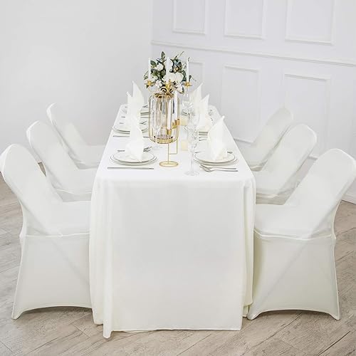 Miniatura 8 de magalo Paquete de 100 fundas plegables impermeables de elastano marfil, protector elástico para silla, para bodas, fiestas, banquetes de comedor y