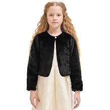 Girls Cozy Faux Fur Bolero Shrug Long Sleeve Crew Neck Dress Coat