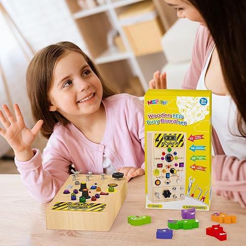 Miniatura 9 de MGparty Tablero de actividades, juguetes Montessori de madera para bebés pequeños, juguetes sensoriales educativos de motricidad fina para