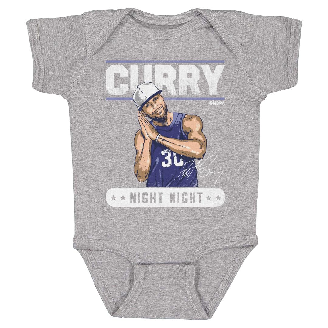 500 LEVEL Steph Curry Baby Infant One Piece Bodysuit (6M, Heather Gray) - Steph Curry Golden State Night Night WHT