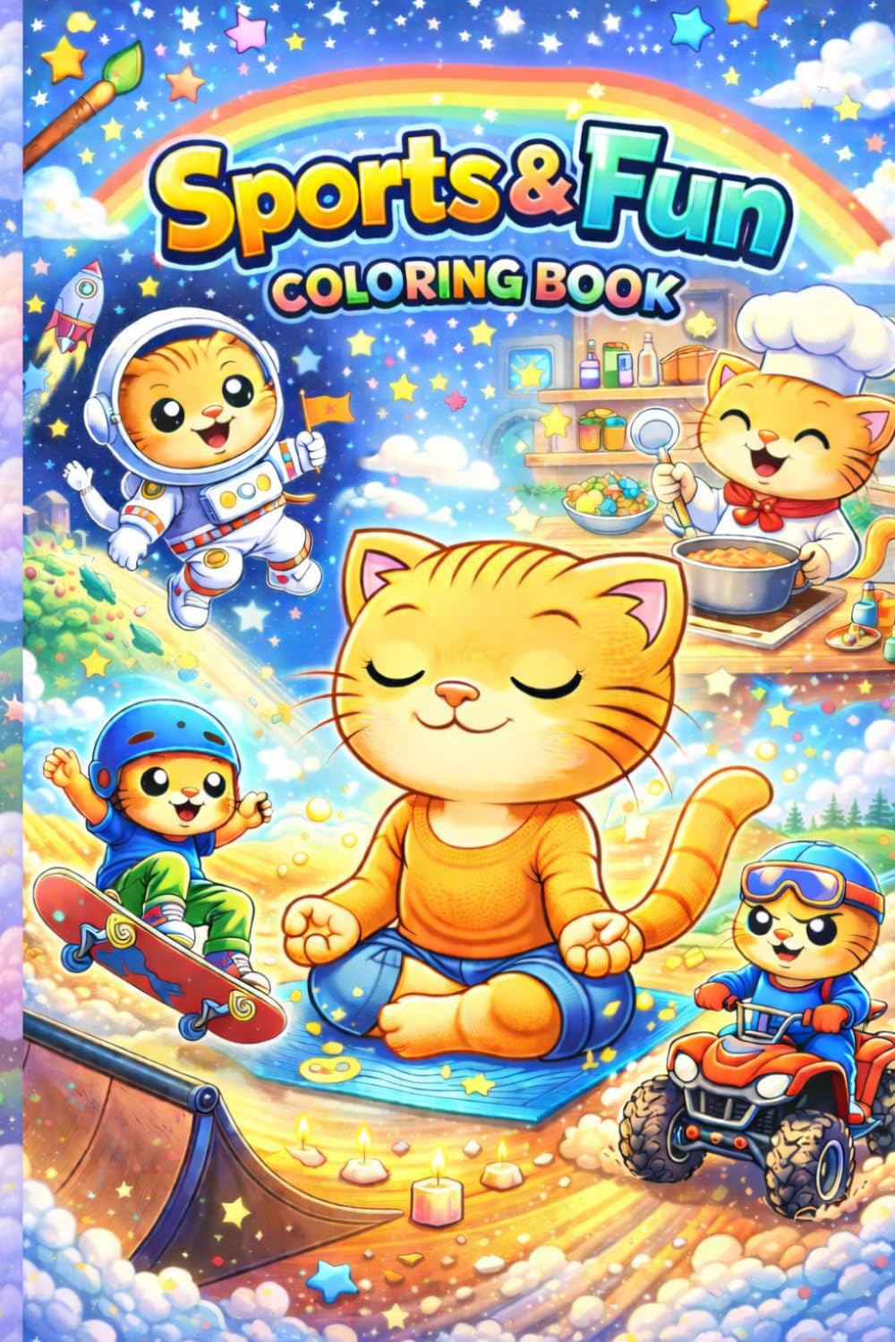 Sport & Fun Coloring Book For Kids: Cute Cat Adventures with Sports, Games, and Fun Activities for Kids Ages 4–8