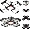 Rafow 200W LED Garage Light 2 Pack - 20000LM 6500K Deformable Ceiling Lighting Fixture with 12 Adjustable Panels - E26/E27 Bay Light for Garage | Basement | Shop | Workshop | Barn | Warehouse [Energy Class D]