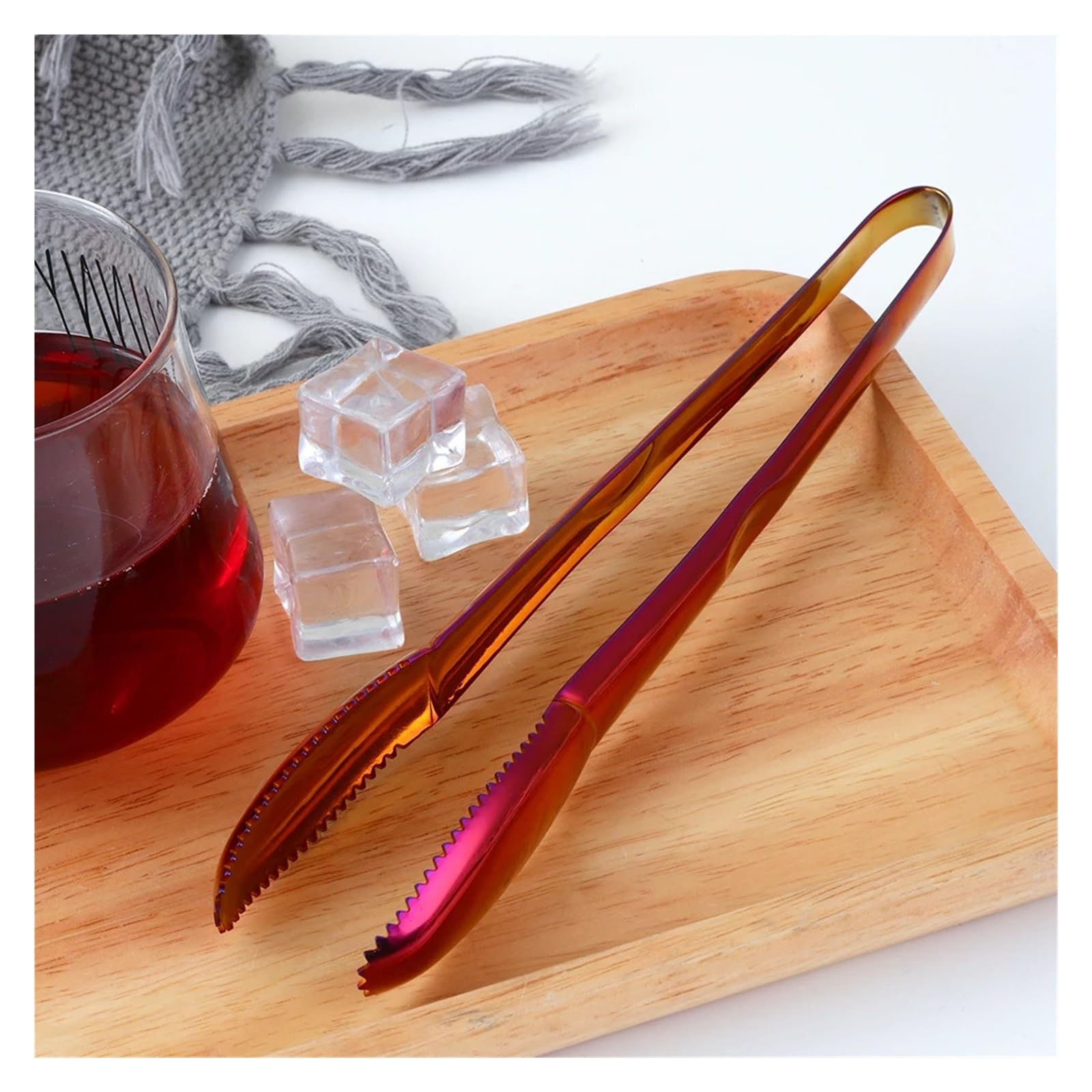 Pince à glaçons en Acier Inoxydable for Barbecue, Service de salades astucieux pour Conserver la Glace et Les Aliments(Red,2PCS)