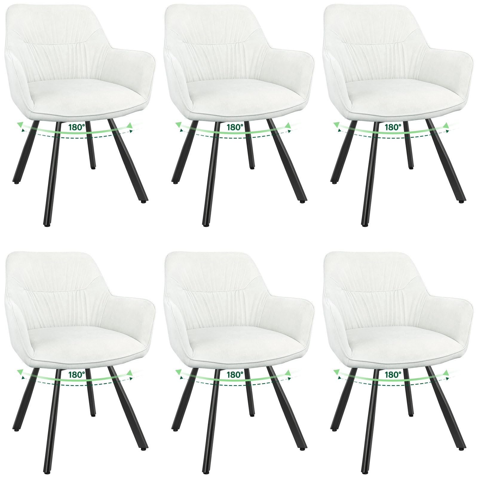 WAFTING Esszimmerstuhl 6er Set drehbar, Armlehnstuhl drehbar 360°,Moderner Polsterstuhl Stuhl Samt, Stühle für Esszimmer,Küchenstuhl für Wohnzimmer, Arbeitszimmer,Schlafzimmer,Schwarz