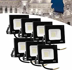 Kit 7 Refletor Led 50w Bivolt Prova Dágua Ip66 Luz Frio