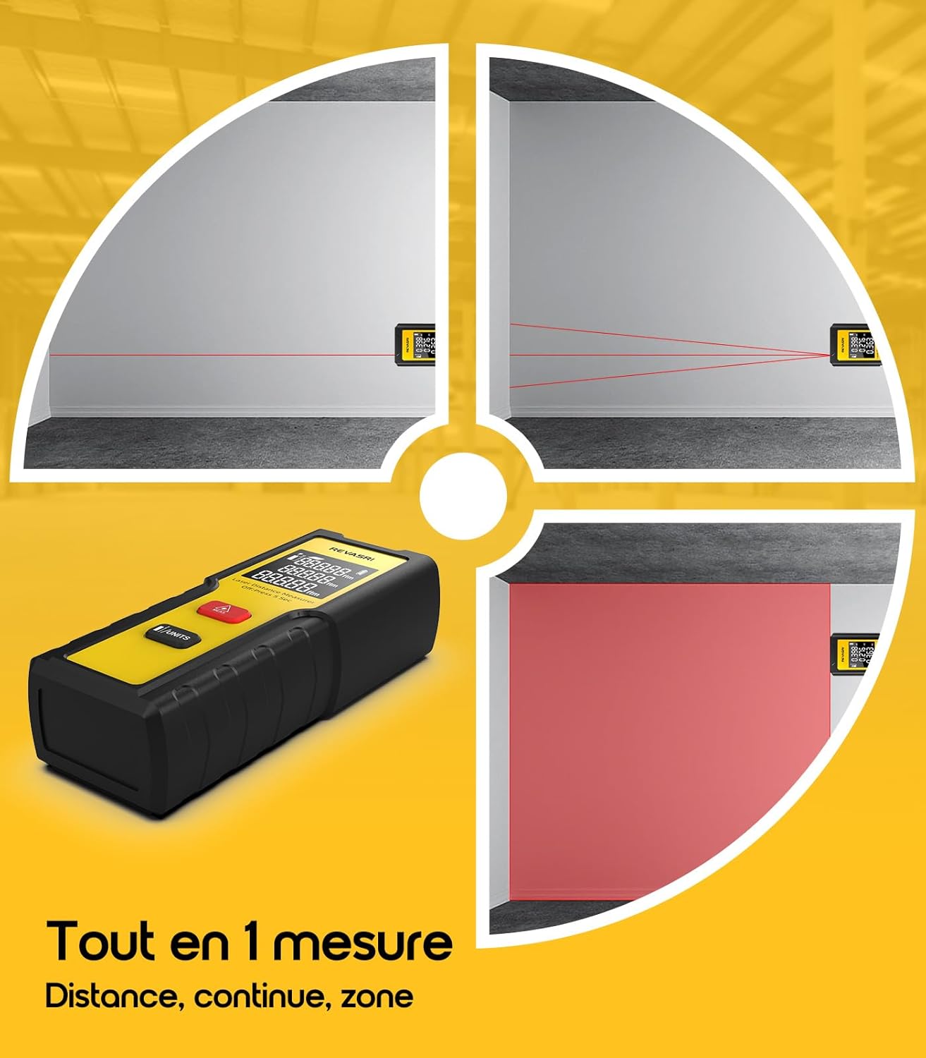 Diagram showing distance and area measurement modes
