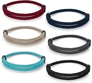 TempBeau Armband Herren Schwarz Segeltau Surferarmband : Handgemacht Surfer Armband Paracord für Männer und Damen Nautic Seil Armband Einstellbar Geflochtenes Armbänder