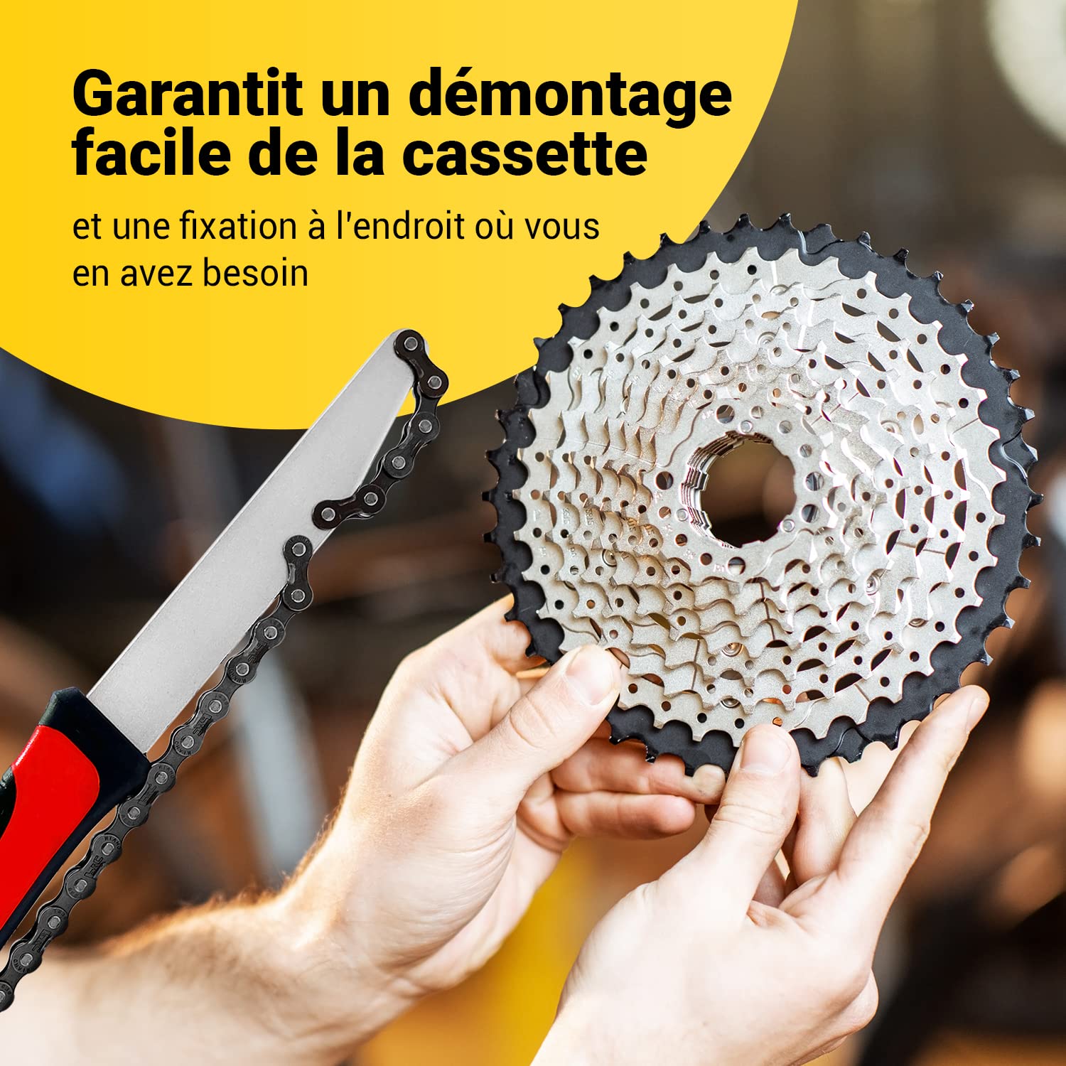 Kit Outils Vélo : Fouet à Chaîne + Extracteur Cassette | Compatible Shimano, SRAM, Campagnolo 8-10 Vitesses