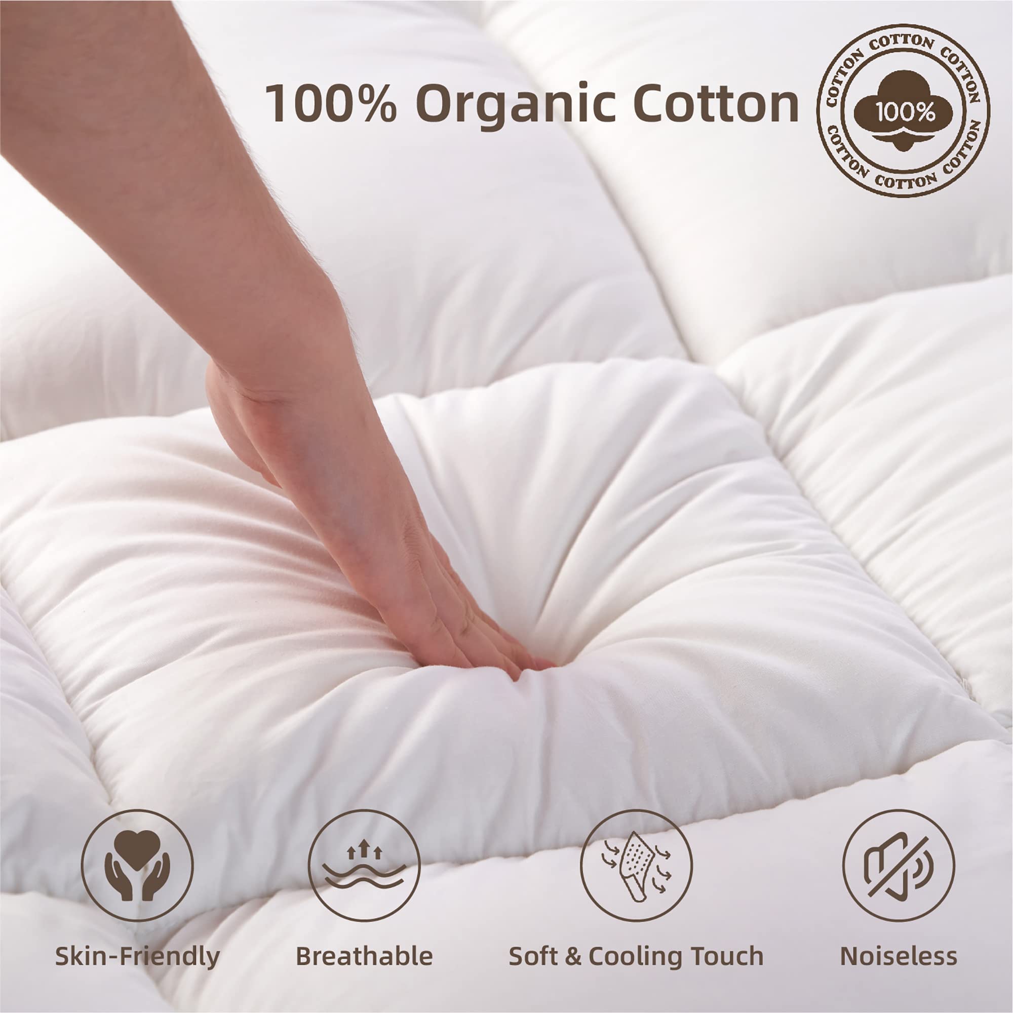 Soulgenix King Mattress Topper, Cooling Mattress Topper, Extra Thick Pillow Top, 400TC Cotton Mattress Cover, Plush Mattress Pad with 8-21" Deep Pocket Overfilled Snow Down Alternative (78x80 Inches)