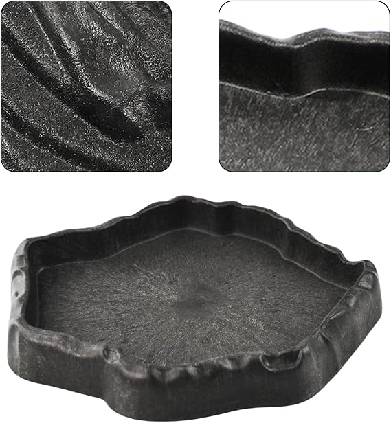 Flylin Reptile Water Bowl Reptile Feeding Station Resin Rocks Reptile Food and Water Feeding Bowl Reptile Rock Feeder Bowl Turtle Lizard Resin Water Bowl Reptile Terrarium Food Dish (S)