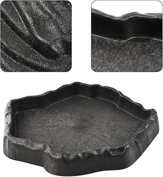 Flylin Reptile Water Bowl Reptile Feeding Station Resin Rocks Reptile Food and Water Feeding Bowl Reptile Rock Feeder Bowl Turtle Lizard Resin Water Bowl Reptile Terrarium Food Dish (S)