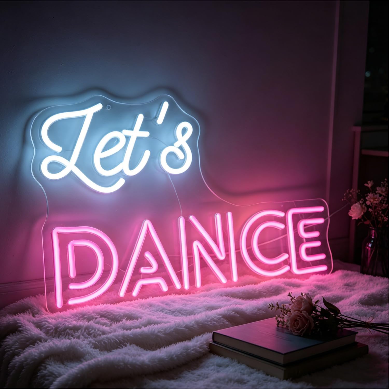 Neonawall Women's Let’s Dance Let's Dance Neon Signs Let's Dance Neon Light Up Sign Pink Led Word Light Sign For Wall Decor Usb Powered Light Sign Birthday Gifts For Room Decor, Dancing Party, Bar Pub