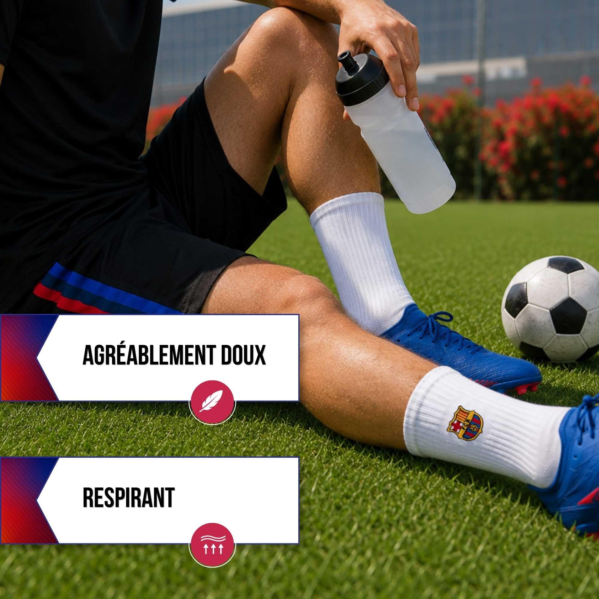 Chaussettes FC Barcelone unisexes, lot de 5 – Produit sous licence officielle | Lot de chaussettes de tennis | Cadeau pour les fans