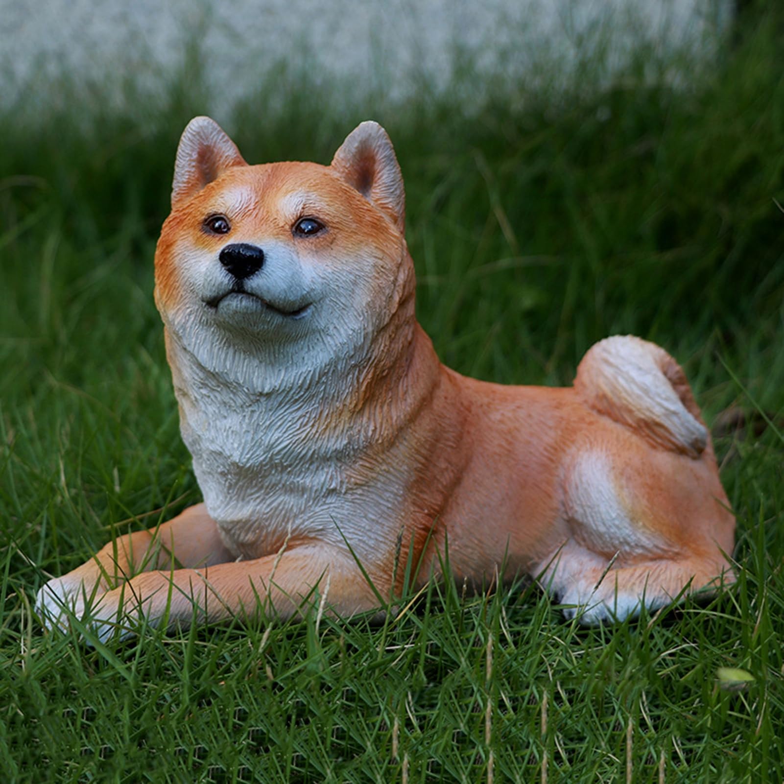 Figurki Ogrodowe Dla Psów, Symulacja Shiba Inu, Pamiątkowa Statua Dekoracyjna Dla Psa, Rzeźba Z Żywicy, Wodoodporne Ozdoby Na Taras Z Trawy Na Zewnątrz, B