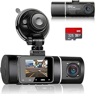 Dash Cam, Abask Dash cam Front and Inside with 32G SD Card,1080P+1080P Dash Camera for Cars, 310° Wide Angle,Night Vision WDR G-Sensor Parking Monitor Loop Recording Motion Detector