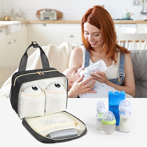 Miniatura 7 de PIIOSER Bolsa enfriadora de leche materna con bolsa de hielo, compatible con extractores de leche portátiles y accesorios, estuche de transporte