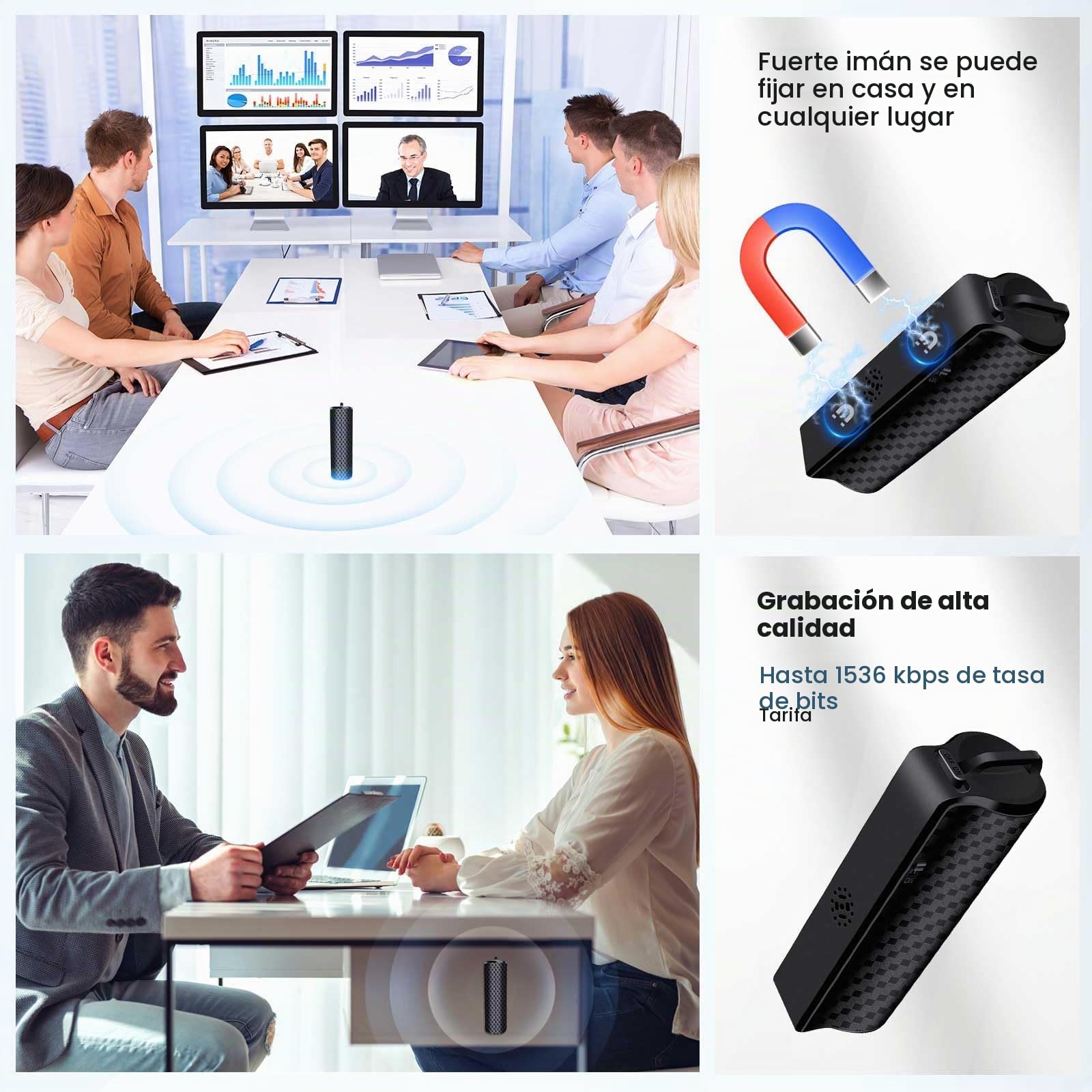 Grabador de voz de 64 GB con imán, grabación continua de 25 días, recargable a través de USB, activación por voz, grabación One Touch, grabadora de voz Mini para reuniones, conferencias y entrevistas