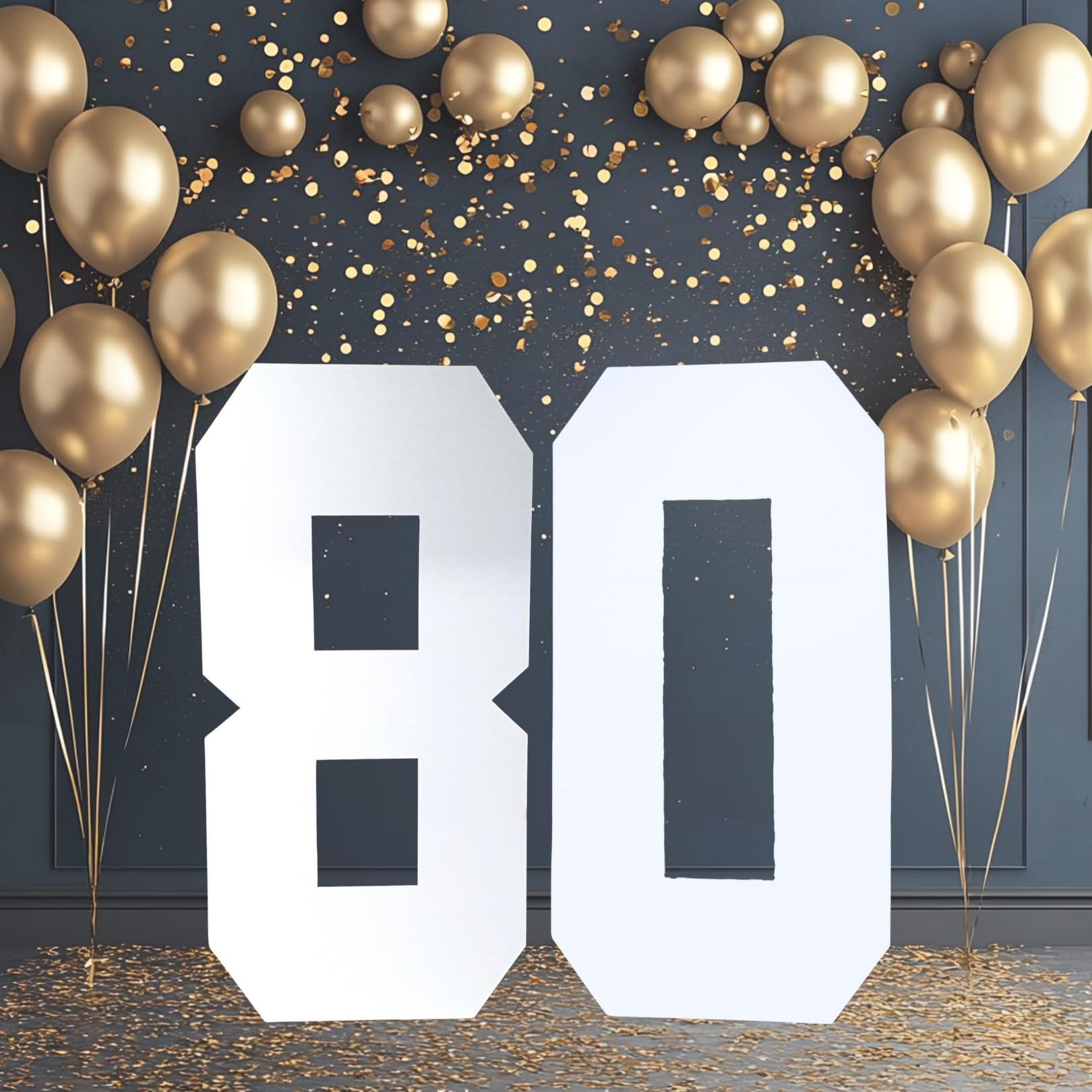 Cardécoray White 4Ft Large Cardboard Number 80 - Diy Birthday Party Decorations, Freestanding Photo Prop, Customizable Giant Numbers For 80Th Birthday Celebrations By