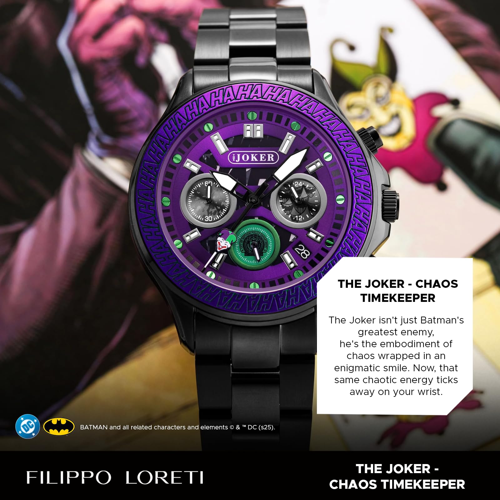 FILIPPO LORETI | The DC Collection - Watches for Men, Men’s Chronograph – 42mm Stainless Steel Case & Black SST Bracelet, 10 ATM WR, MechaQuartz, Limited Edition Gift - 3